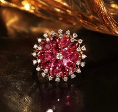 Natural Ruby & Diamond Ring in 18k Gold