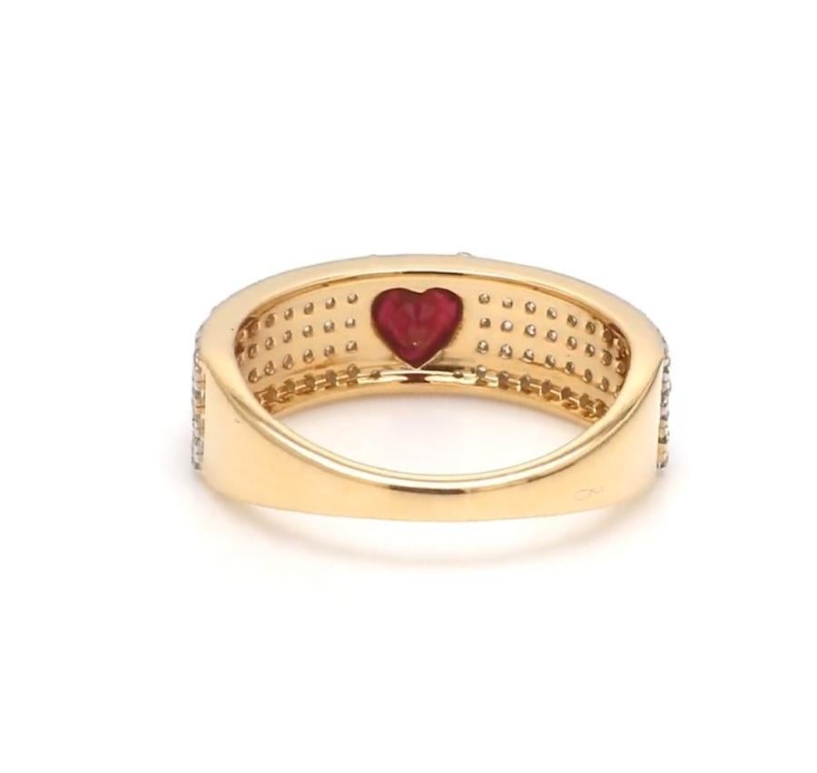Taille Asscher Natural ruby diamond ring in 18k gold en vente