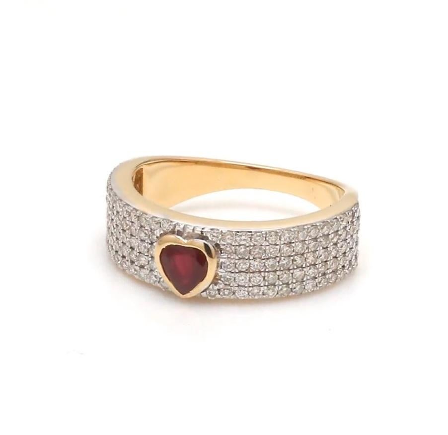 Natural ruby diamond ring in 18k gold Pour femmes en vente