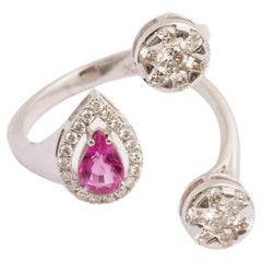 Natural ruby diamond ring in 18k gold