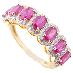 Ring mit natürlichem Rubin und Diamanten aus 18 Karat Gold