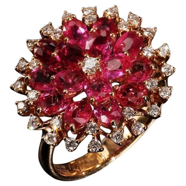 Natürlicher Rubin & Diamant Ring in 18k Gold