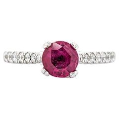 Natural Ruby & Diamond Ring in White Gold