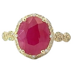 Natural Ruby Diamond Ring Size 6.5 14k Gold 5.99 TCW Certified