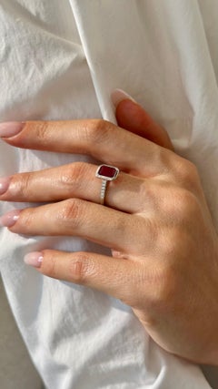 Natural Ruby Diamond Ring Size 6.5 14k White Gold 1.93 TCW Certified
