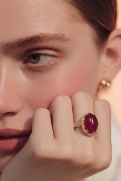 Natürlicher Rubin Diamant Ring Größe 6,5 14k Gelbgold 9,1 TCW zertifiziert