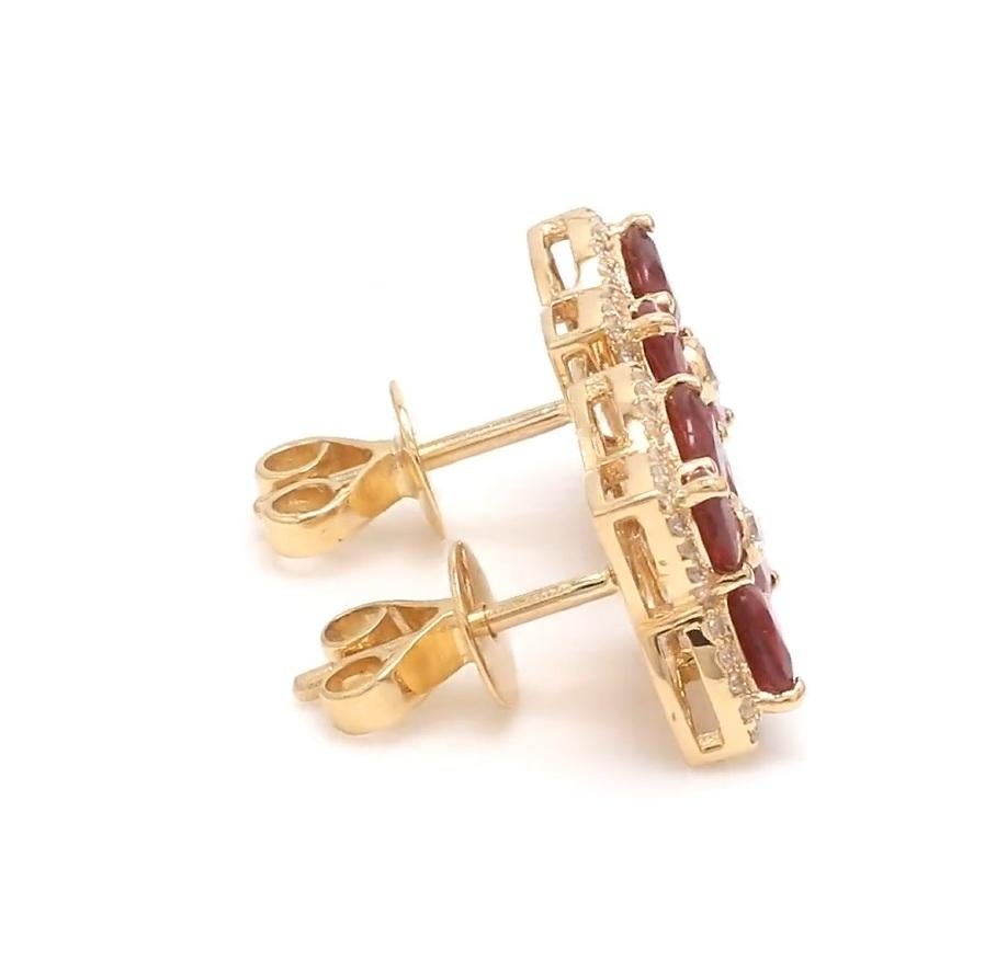 Borchie con diamante e rubino Nature  orecchino in oro 18k in vendita 4