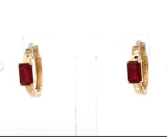 Natural 0.71cts Ruby Earring in 14k Gold