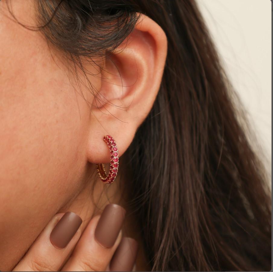 Taille Asscher Boucle d'oreille rubis naturel en or 14k en vente