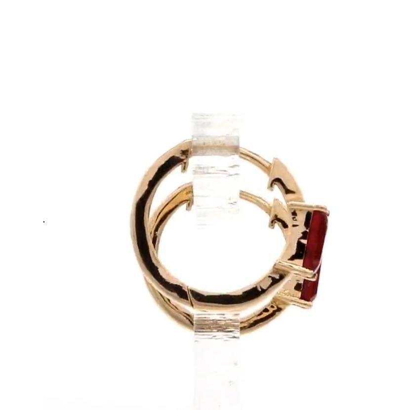 Taglio Asscher Orecchino con rubino Nature in oro 14k in vendita