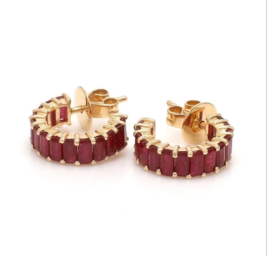 Boucle d'oreille rubis naturel en or 14k Neuf - En vente à New York, NY