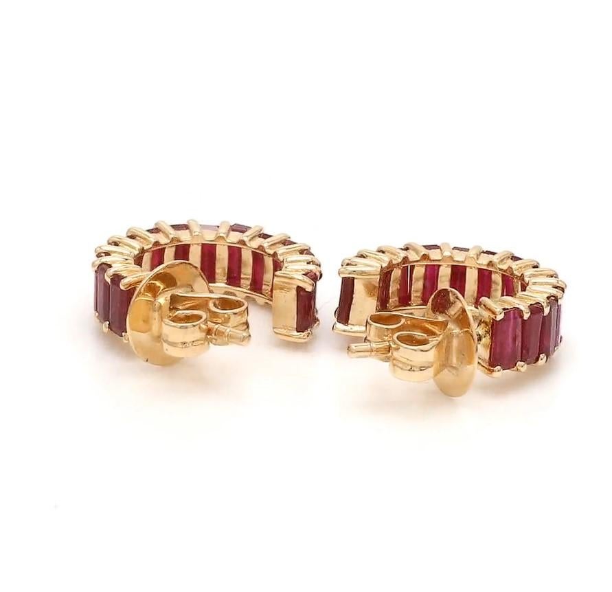 Boucle d'oreille rubis naturel en or 14k Pour femmes en vente