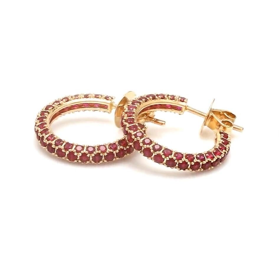 Boucle d'oreille rubis naturel en or 14k Pour femmes en vente