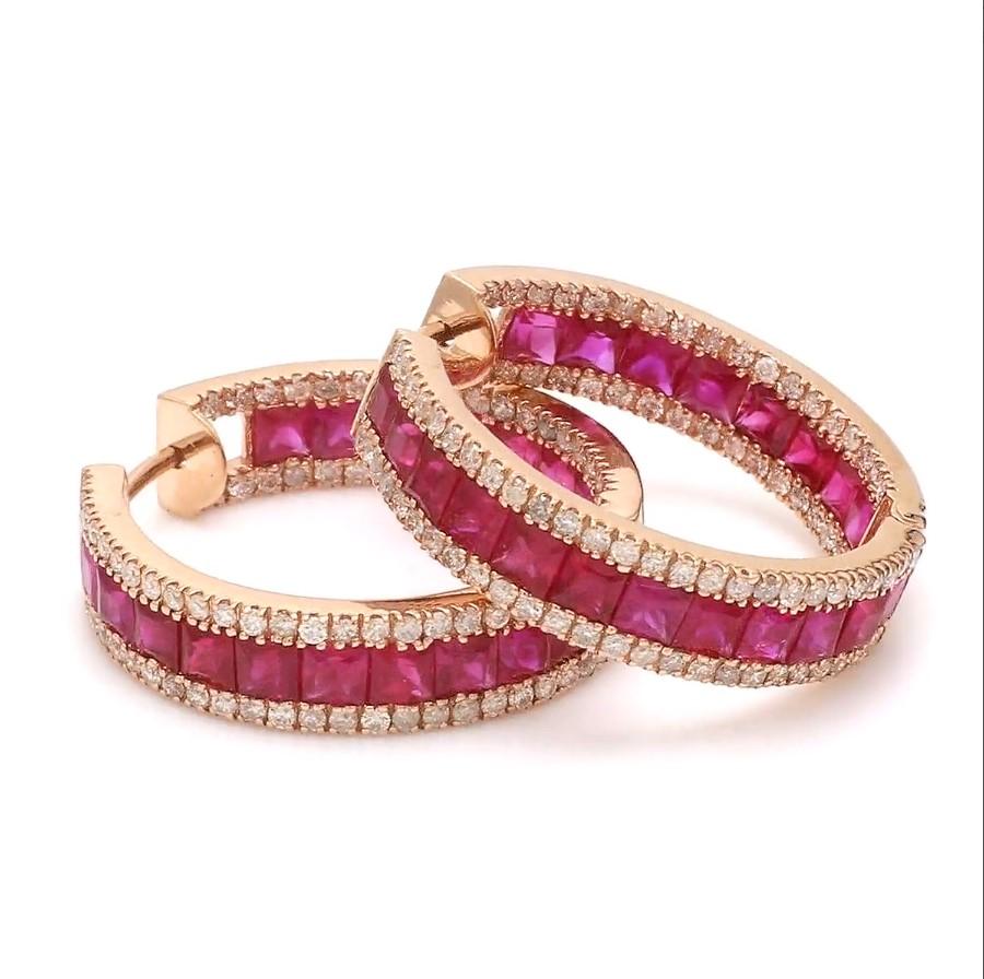 Boucle d'oreille rubis naturel en or 14k