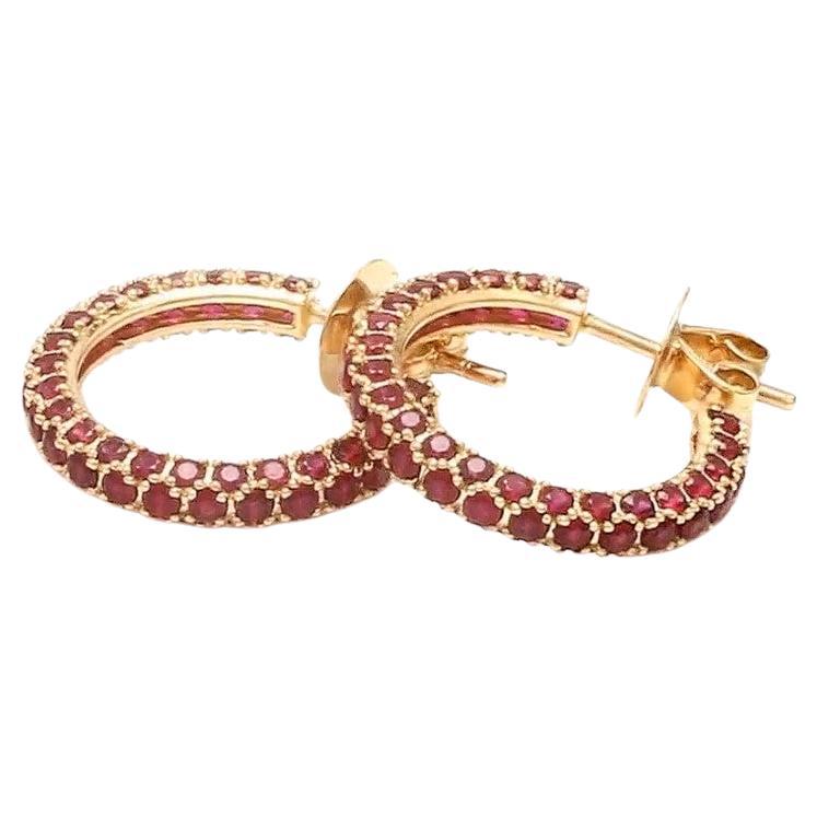 Boucle d'oreille rubis naturel en or 14k