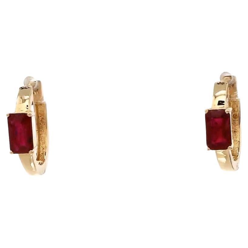 Boucle d'oreille rubis naturel en or 14k
