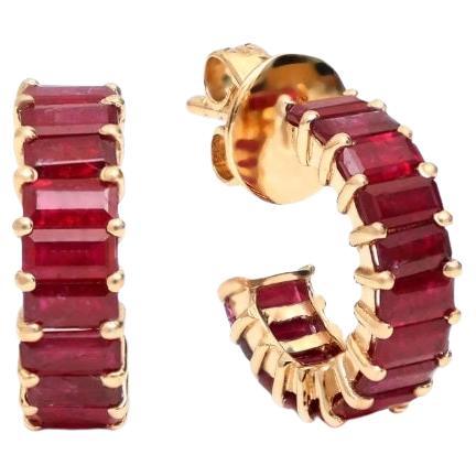 Natural ruby earring in 14k gold
