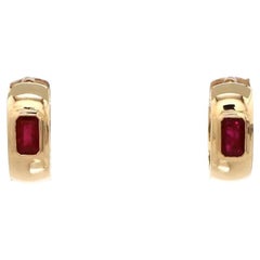 Natural ruby earring in 14k gold