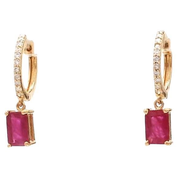 Boucle d'oreille rubis naturel en or 18k