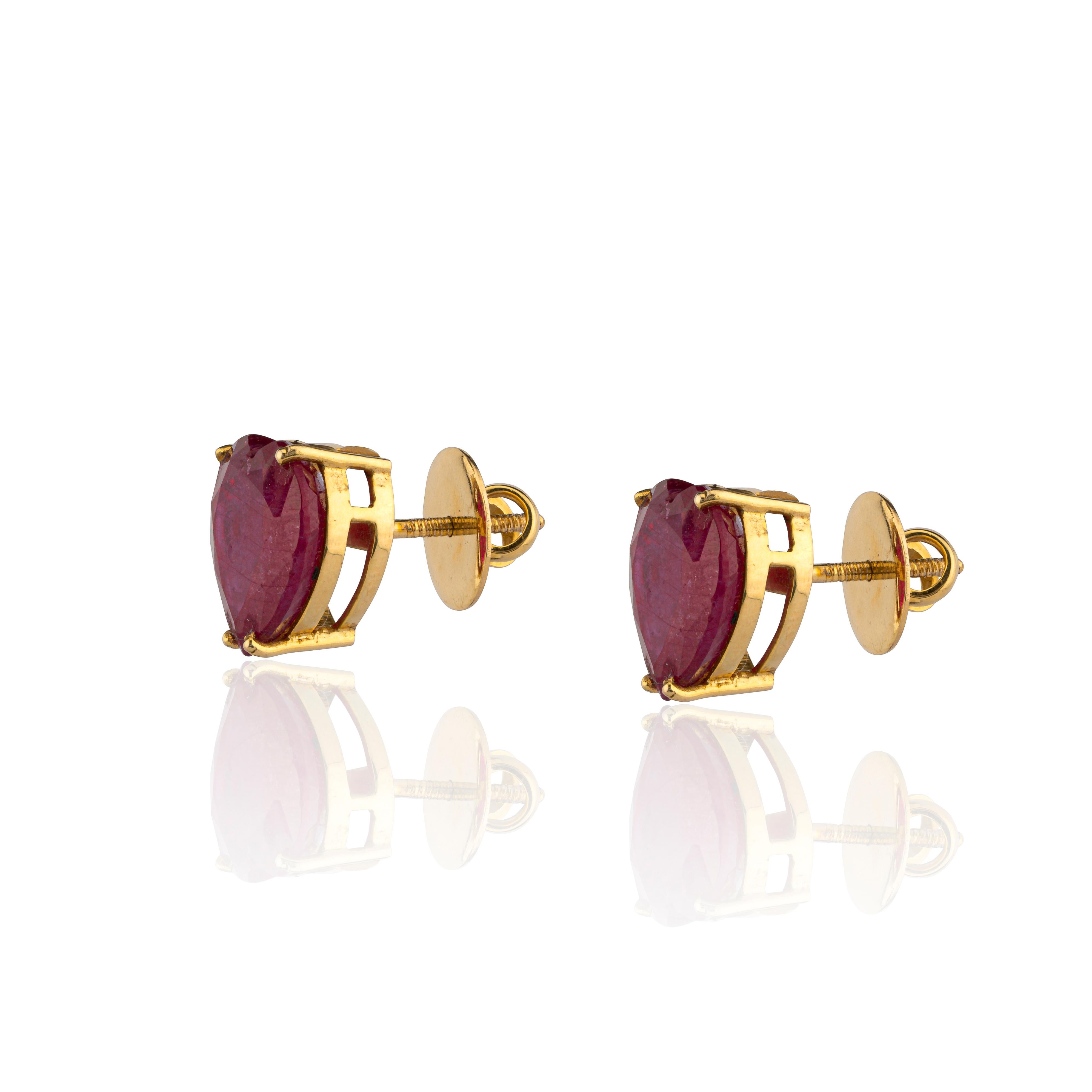 Women's Natural Ruby Earring with 22.02cts in 18k Gold For Sale