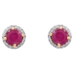 Orecchino in rubino Nature con diamante da 0,19 carati in oro 14k