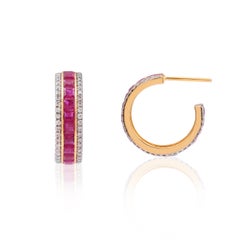 Pendiente de Rubí Natural de 4,55cts y Diamante de 1,01cts en Oro de 14k