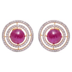 Natural Ruby earring with diamond 1.07 cts in 18k gold