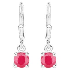 Natural Ruby Earrings 1.18 Carats Sterling Silver