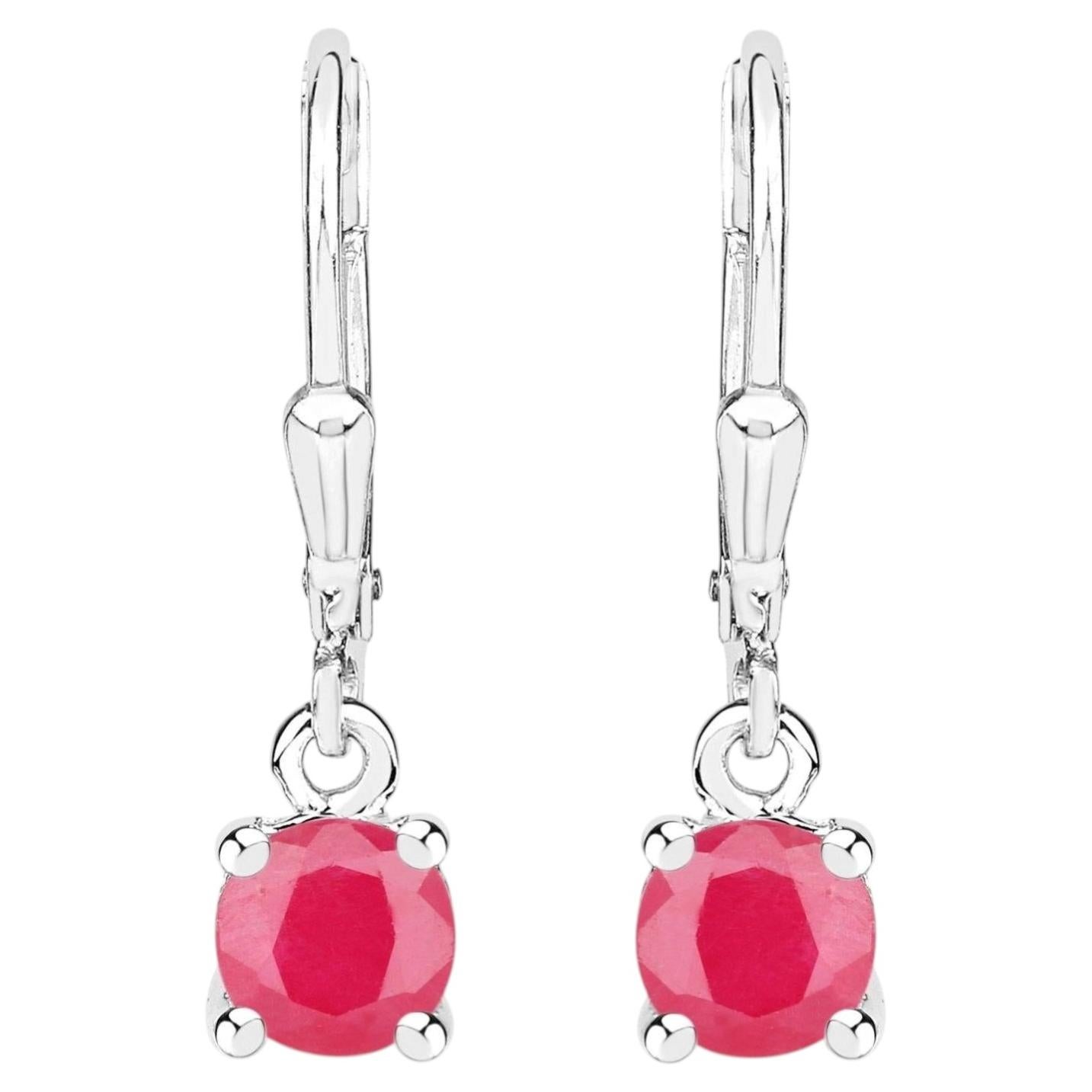 Pendientes de Rubí Natural 1.18 Quilates Plata de Ley