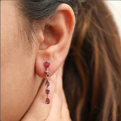 3.03 cts Boucles d'oreilles rubis Nature en or 14k