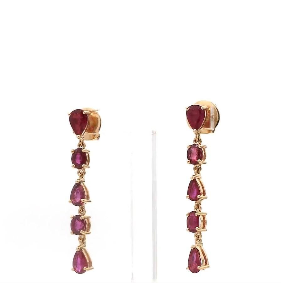 Boucles d'oreilles rubis naturel en or 14k Pour femmes en vente