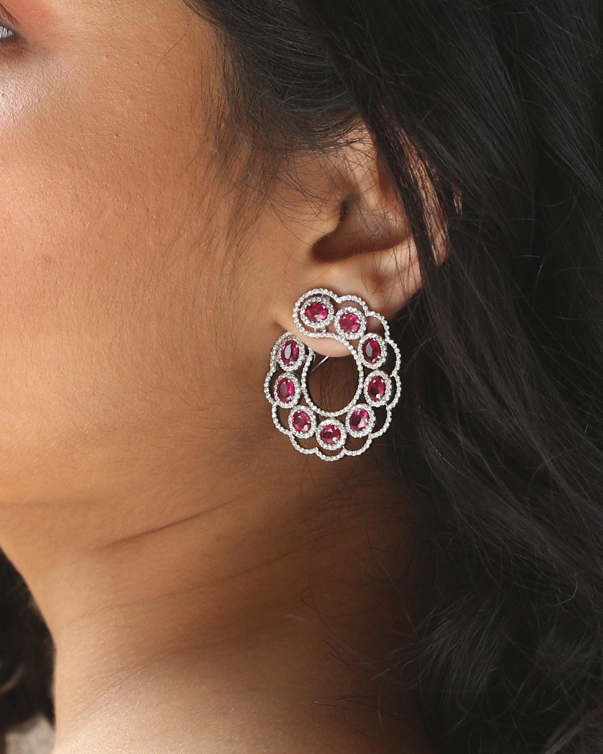 Women's Natural Ruby Earrings in 18K For Sale