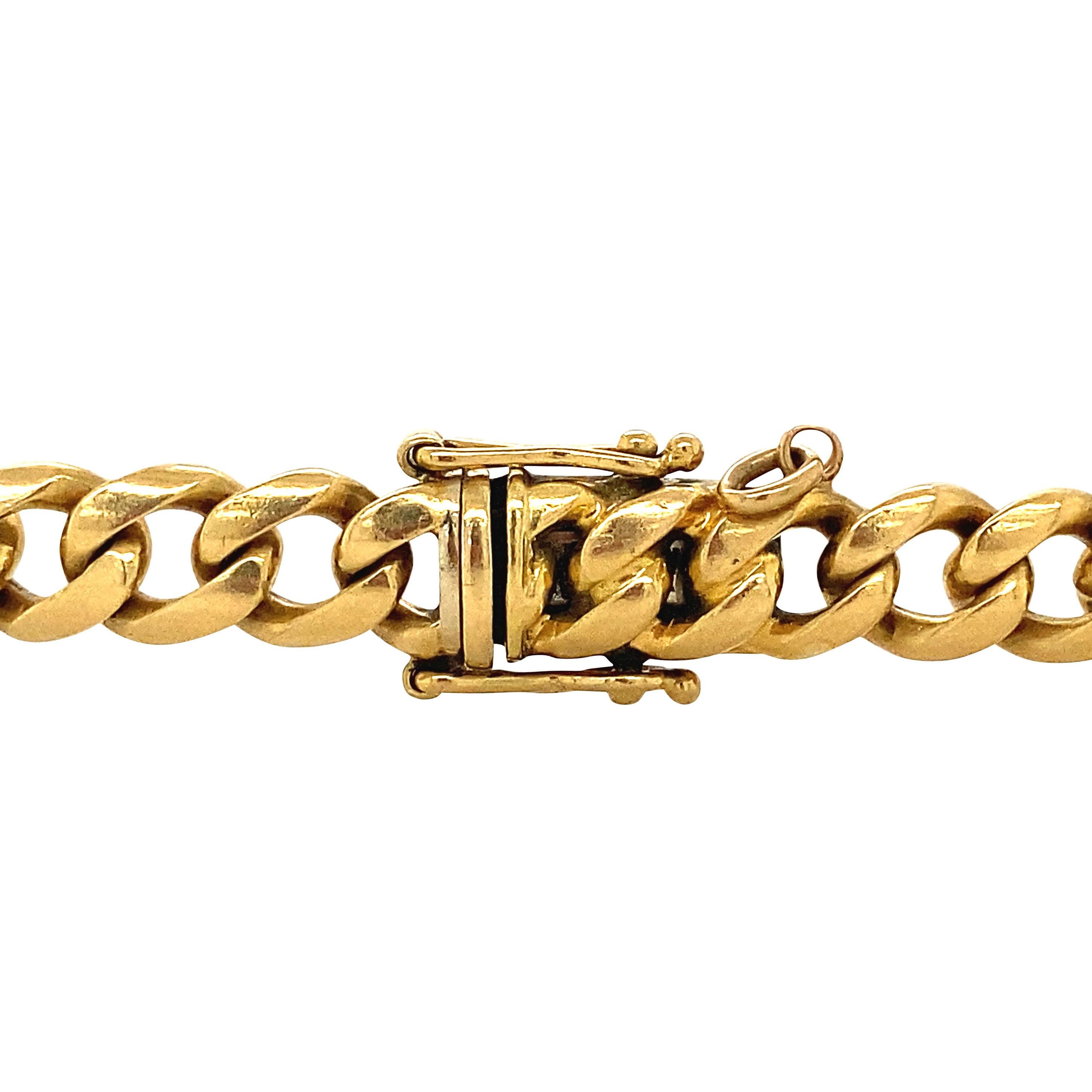 Bracelet de chaîne en or jaune 18K massif avec rubis naturel, émeraude et saphir 20 cm Unisexe en vente