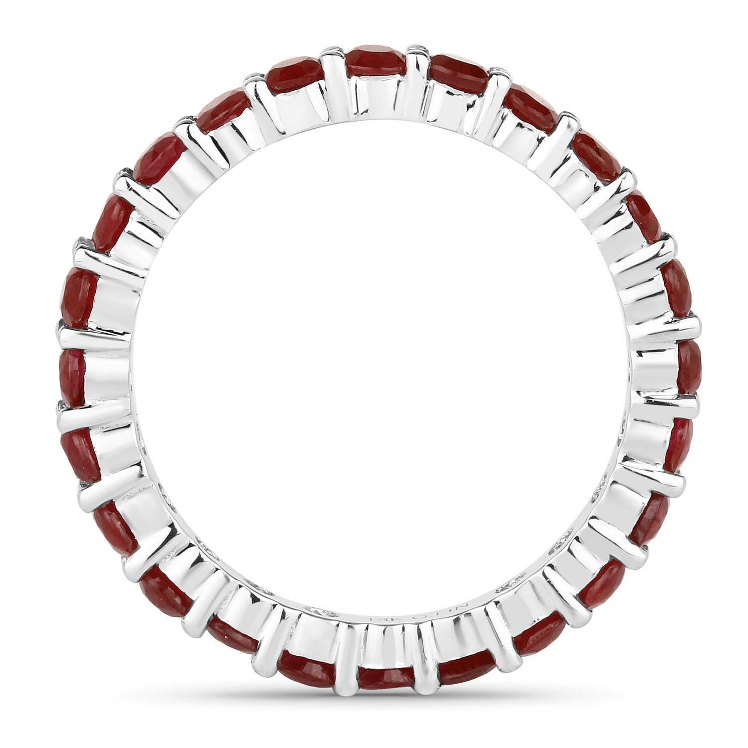 Contemporary Natural Ruby Eternity Band 14k White Gold For Sale