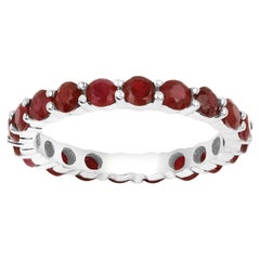 Natural Ruby Eternity Band 14k White Gold