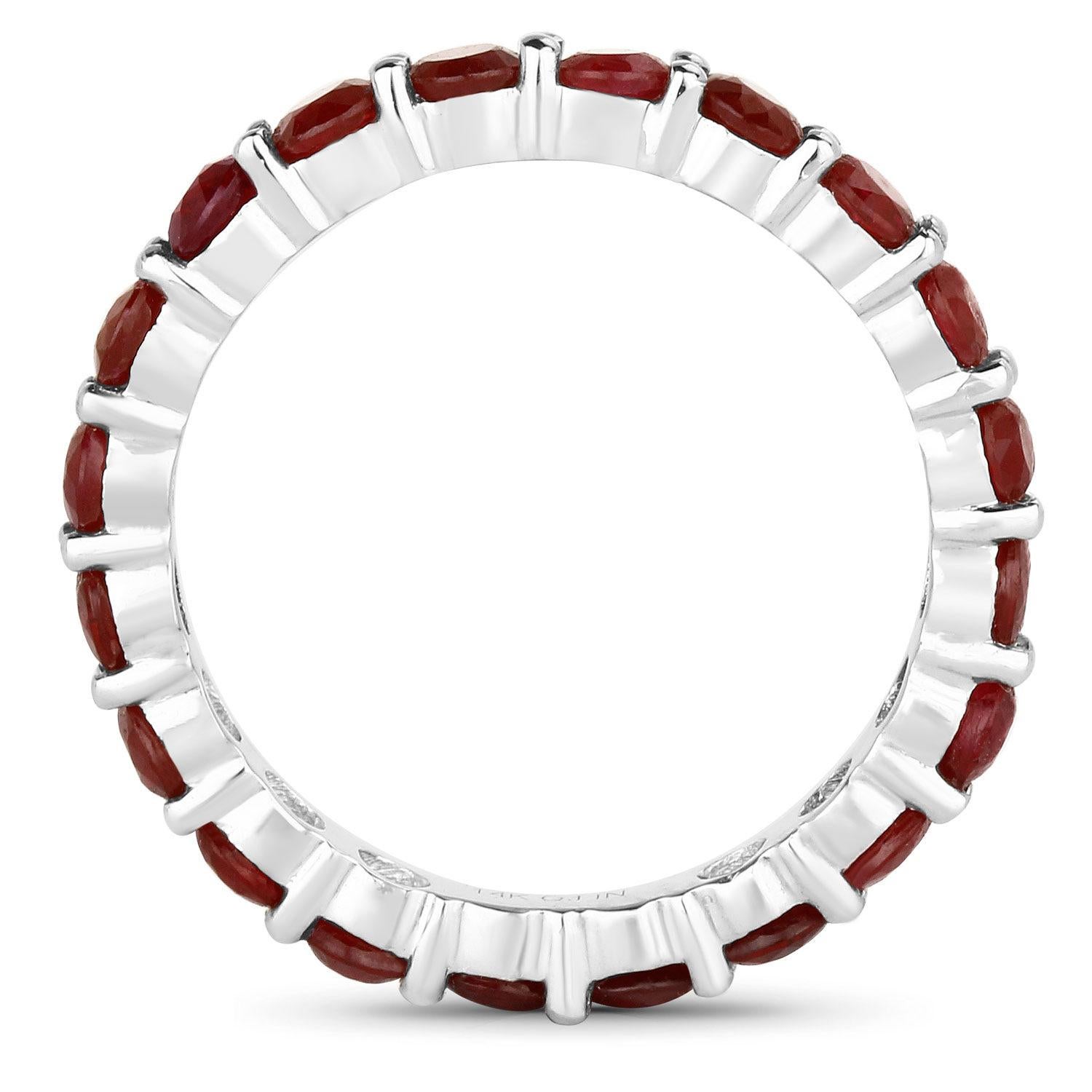 Contemporary Natural Ruby Eternity Band 14k White Gold For Sale