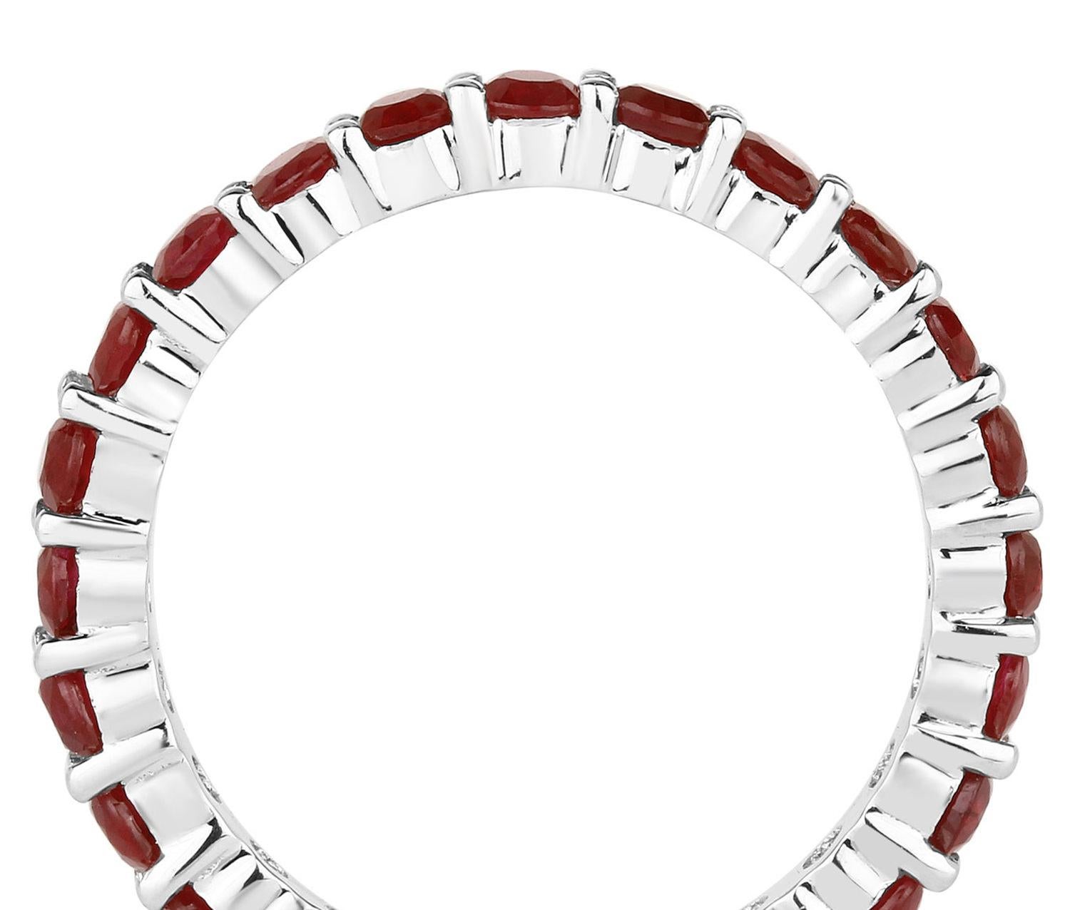 Women's or Men's Natural Ruby Eternity Band 14k White Gold For Sale