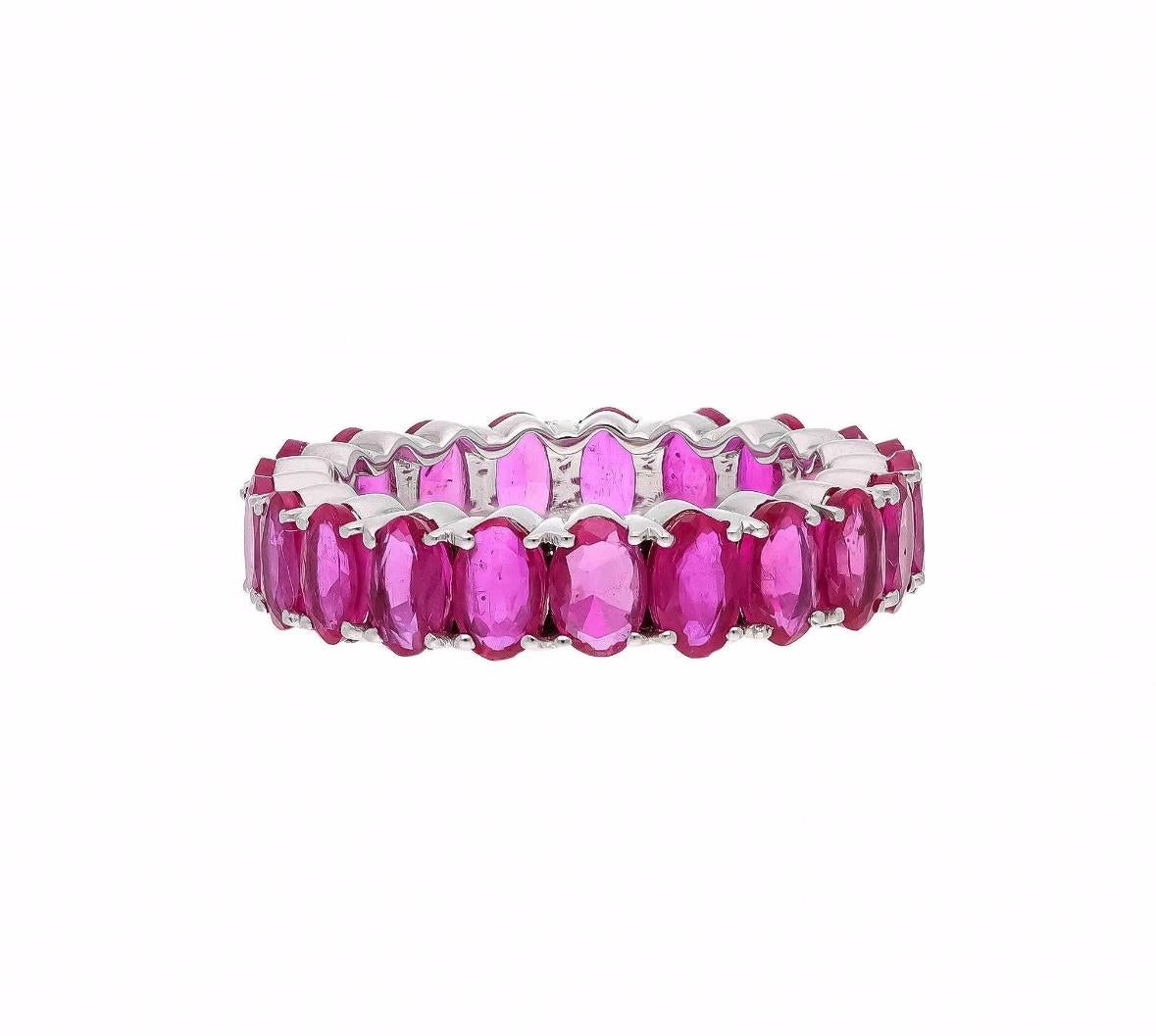 Mixed Cut Natural ruby eternity band ring in 18k gold