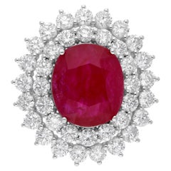 Natürlicher Rubin Edelstein Cocktail Ring Diamant 14 Karat Weißgold Handmade Schmuck