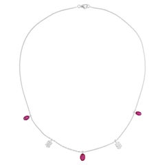 Collier de pierres précieuses en or blanc 18 carats avec diamants ovales SI/H