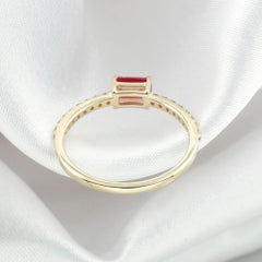 Natural Ruby Gemstone SI/H Diamond Ring 10 Karat Yellow Gold Fine Jewelry