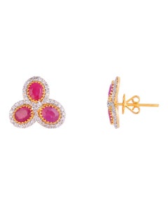 Boucles d'oreilles rubis naturel 2.94cts en or 14K