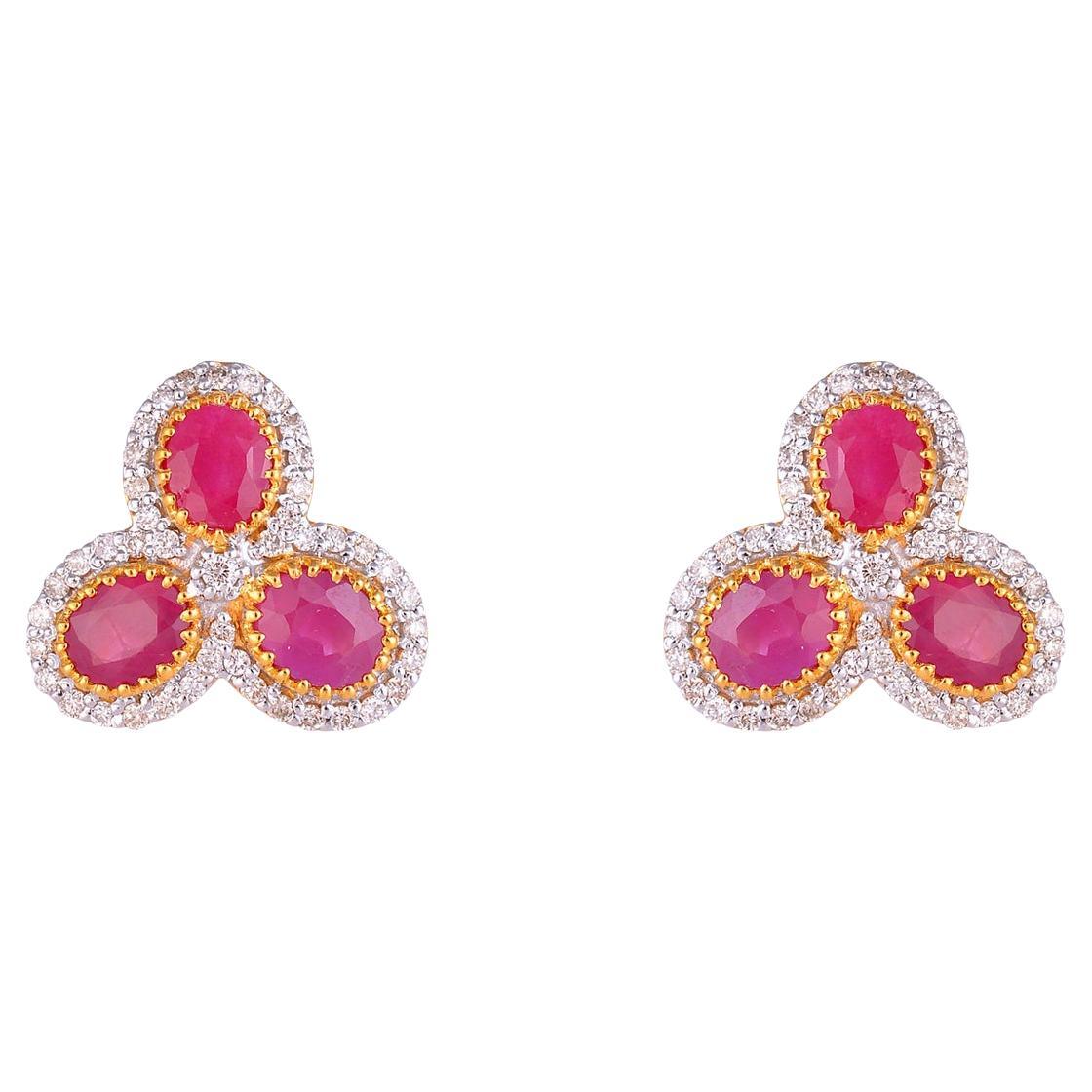 Orecchini in oro con rubino naturale 14K