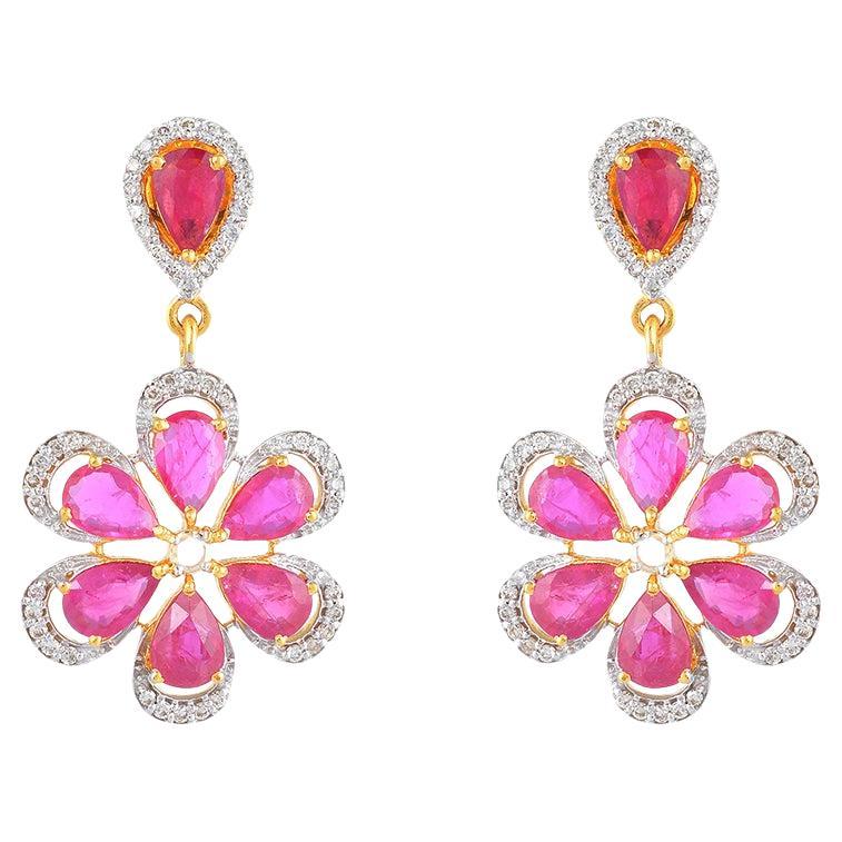 Natural Ruby Gold earrings in 14K