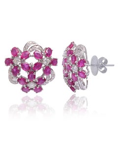 Natural 5.71cts Ruby Earrings in 18K Gold