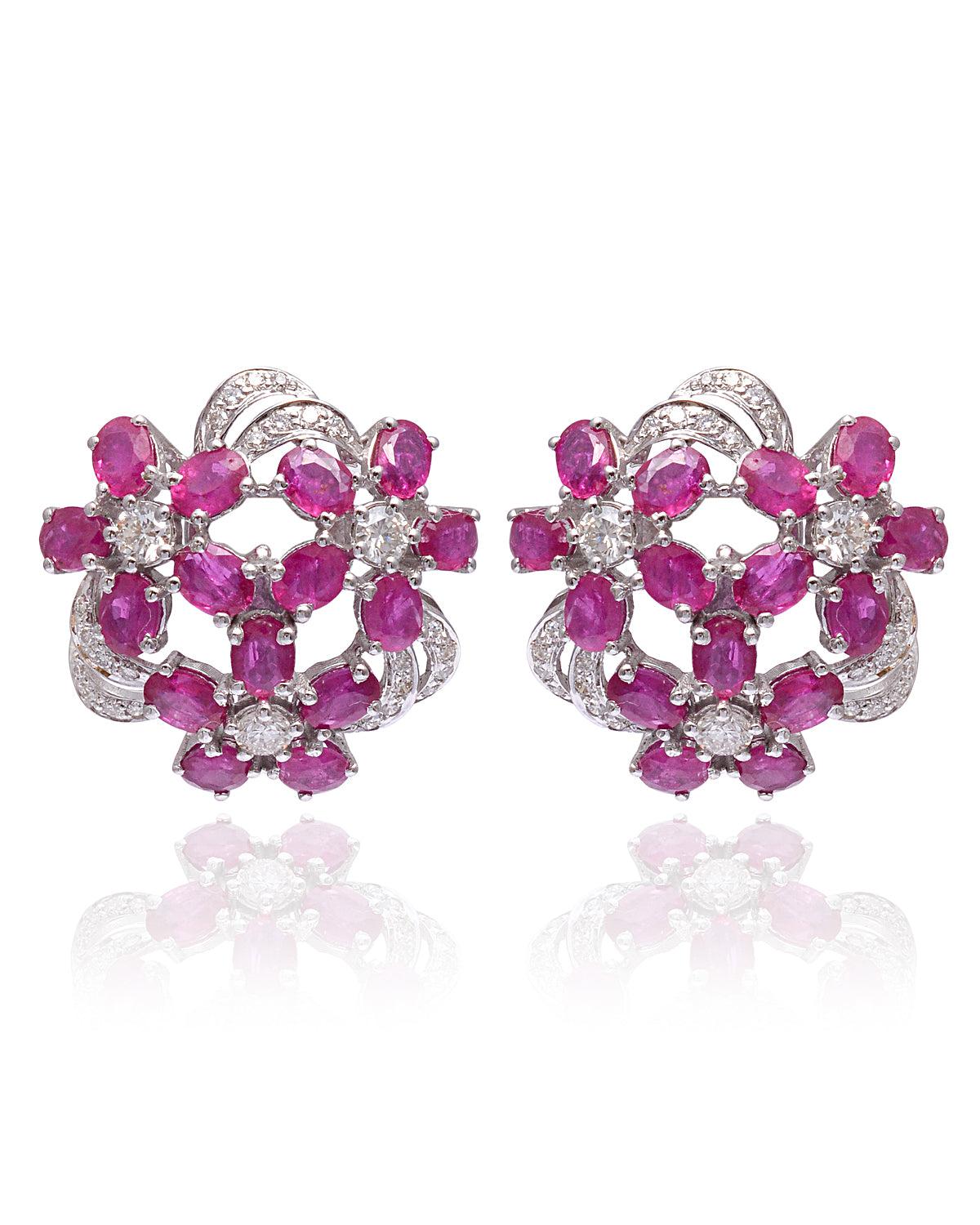 Pendientes de Oro Rubí Natural en 18K Contemporáneo en venta