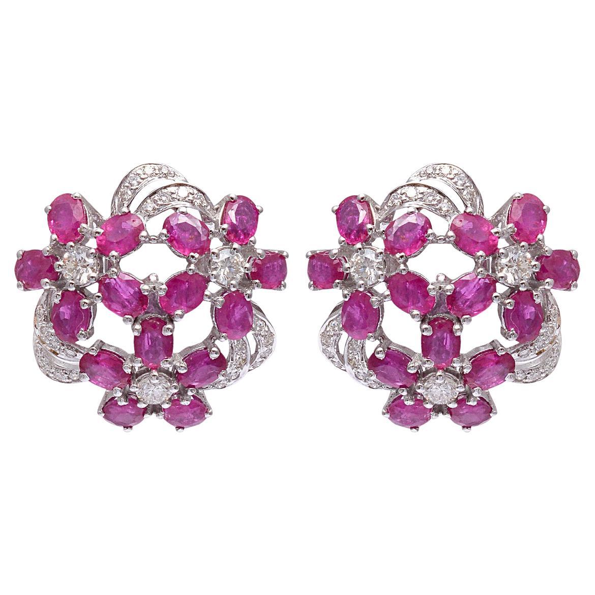 Pendientes de Oro Rubí Natural en 18K en venta