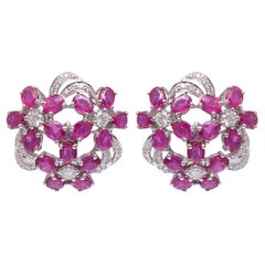 Natural Ruby Gold Earrings in 18K