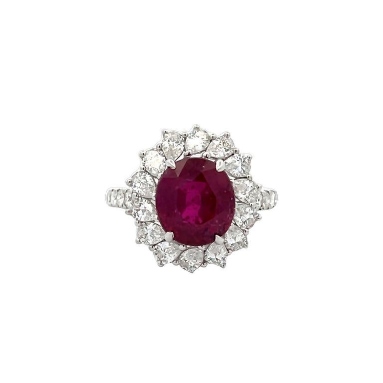 Introducing our extraordinary no-heat natural ruby, this ruby ring that is sure to capture your heart. The stunning gemstone exudes beautiful color with every movement, making it a true centerpiece. This magnificent ring boasts a remarkable