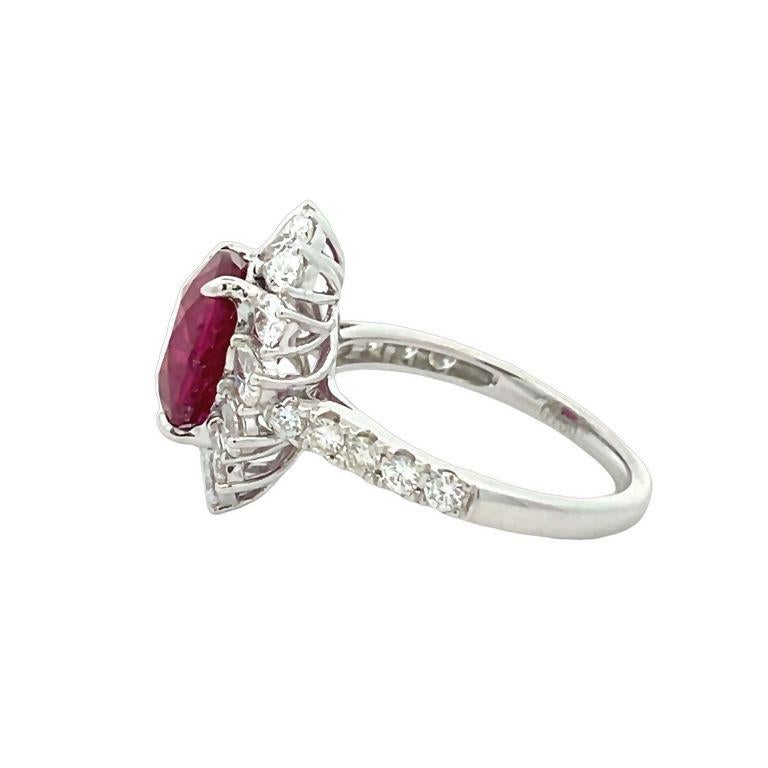 Modern  Natural Ruby GRS Certified Ring No Heat 4.51CT Pear Shape Diamonds 1.48CT   For Sale